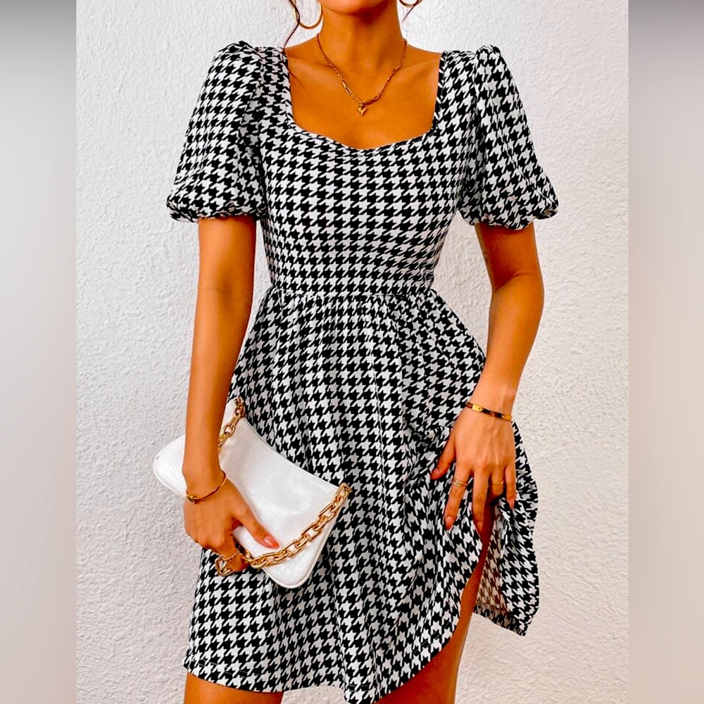 SHEIN * Black & White * Houndstooth printed dress*